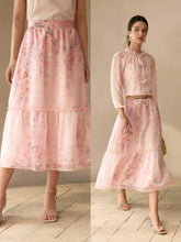 MOTF PREMIUM ORGANZA FLORAL PRINT RUFFLE HEM SKIRT
